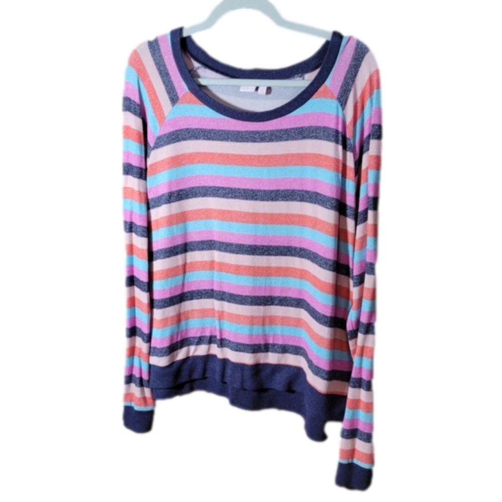 Make+Model XL pastel and navy stripped lightweight longsleeve sweater